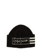 Matchesfashion.com Y-3 - Logo Intarsia Ribbed Cotton Blend Beanie Hat - Mens - Black