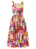 Dolce & Gabbana - Floral-print Cotton-poplin Dress - Womens - Pink Multi