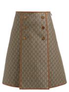 Matchesfashion.com Gucci - A Line Gg Jacquard Cotton Blend Skirt - Womens - Beige Multi
