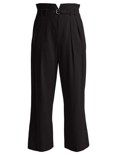 Matchesfashion.com Redvalentino - High Rise Straight Leg Crepe Trousers - Womens - Black