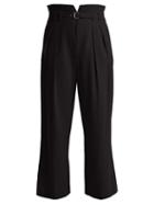 Matchesfashion.com Redvalentino - High Rise Straight Leg Crepe Trousers - Womens - Black