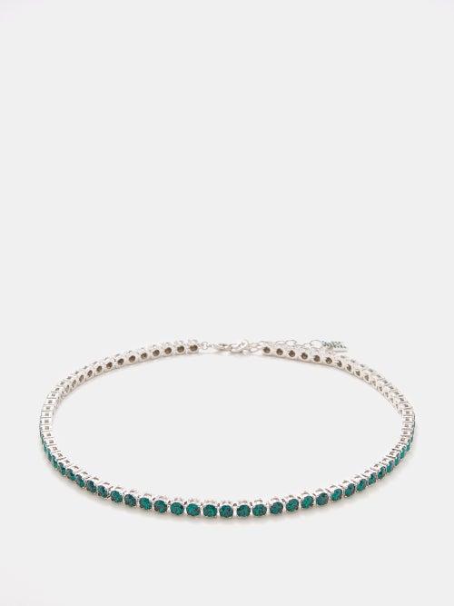 Amina Muaddi - Crystal-embellished Tennis Necklace - Womens - Green