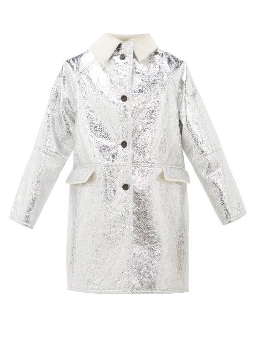 Matchesfashion.com Kassl Editions - Metallic Pvc And Shearling Jacket - Womens - Silver