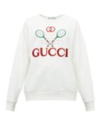 Matchesfashion.com Gucci - Tennis Logo Embroidered Cotton Jersey Sweatshirt - Womens - Ivory Multi