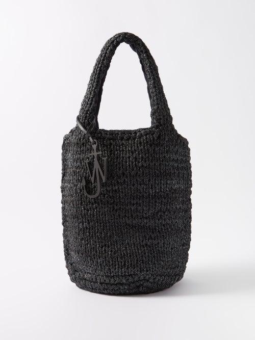 Jw Anderson - Knitted Metallic-effect Tote Bag - Womens - Black