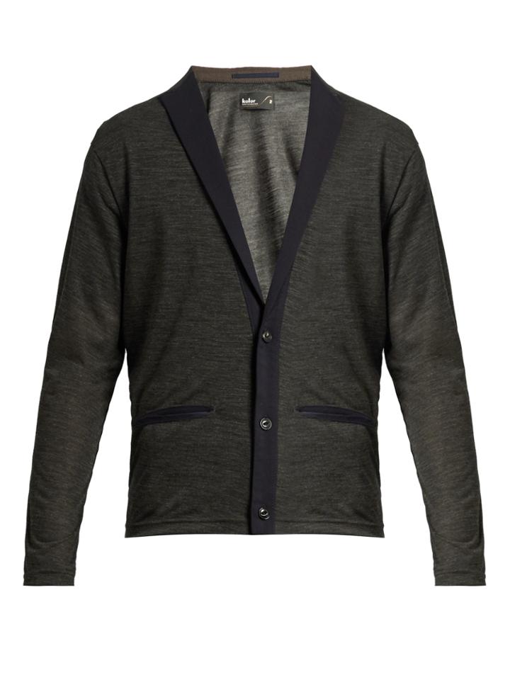 Kolor Peak-lapel Wool-blend Cardigan