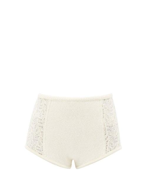 Le Kasha - Crocheted Linen High-rise Shorts - Womens - White