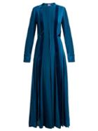 Matchesfashion.com Zeus + Dione - Justina Velvet Panel Silk Dress - Womens - Mid Blue