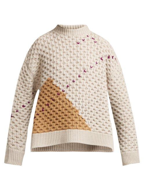 Matchesfashion.com Raf Simons - Loose Knit Wool Sweater - Womens - Beige Multi