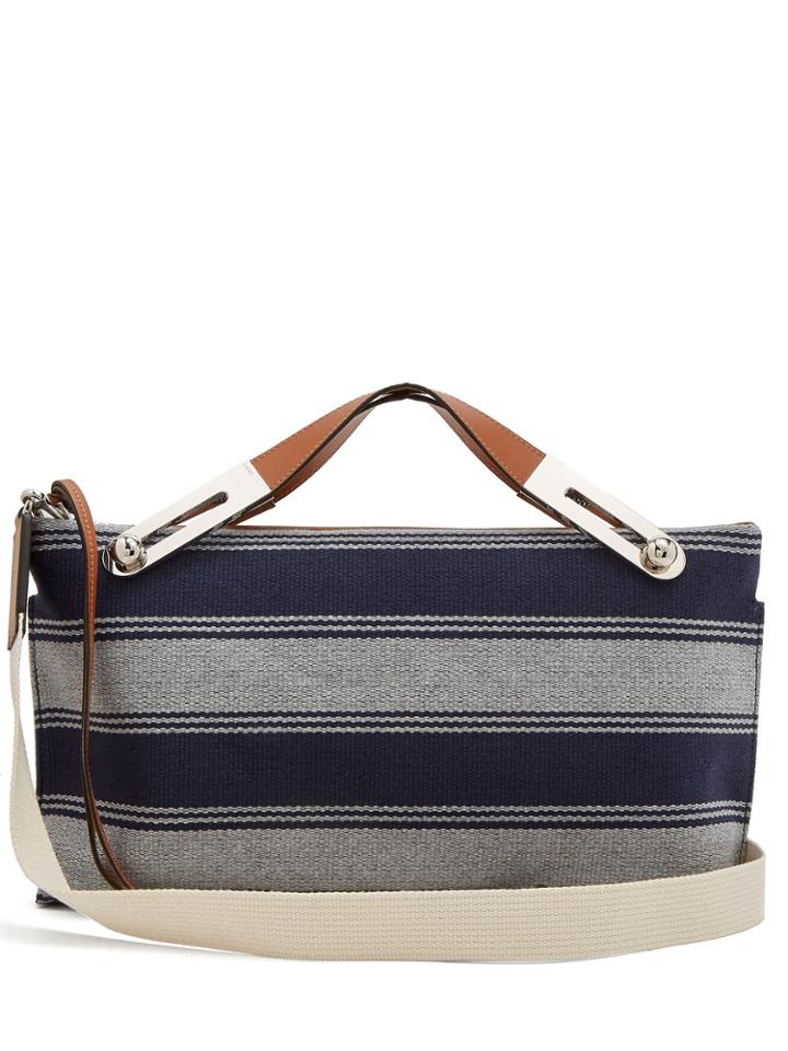 Loewe Missy Striped Leather And Cotton Bag