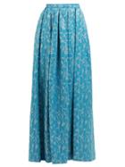 Matchesfashion.com Rochas - High-rise Floral-brocade Maxi Skirt - Womens - Blue Multi