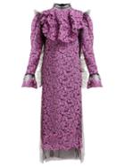 Matchesfashion.com Harris Reed - Sequin And Mesh Midi Dress - Womens - Pink
