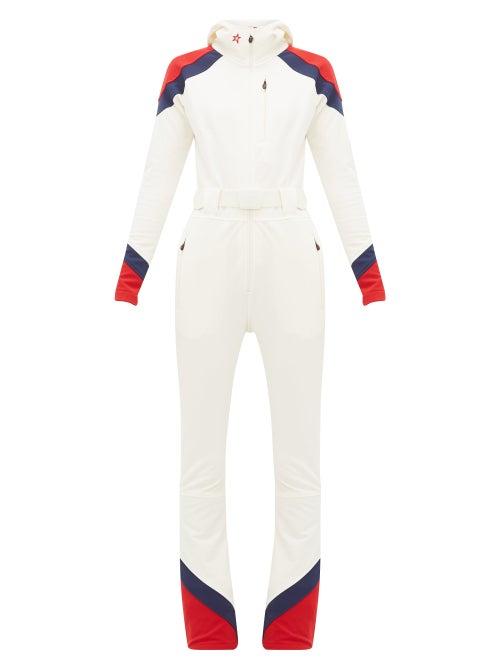 Matchesfashion.com Perfect Moment - Allos Chevron Panel Technical Hooded Ski Suit - Womens - White