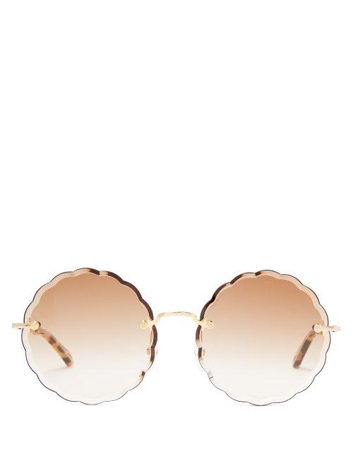 Matchesfashion.com Chlo - Rosie Round Frame Sunglasses - Womens - Brown Multi