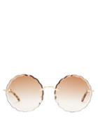 Matchesfashion.com Chlo - Rosie Round Frame Sunglasses - Womens - Brown Multi