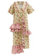 Kika Vargas - Margaret Floral-print Cotton-blend Midi Dress - Womens - Green Multi