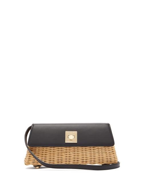 Matchesfashion.com Sparrows Weave - The Clutch Wicker And Leather Cross-body Bag - Womens - Black Multi