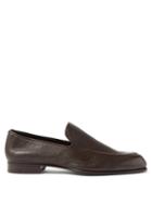 Brioni - Grained-leather Loafers - Mens - Brown