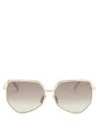 Matchesfashion.com Celine Eyewear - Hexagonal Metal Sunglasses - Womens - Gold