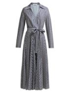 Matchesfashion.com Valentino - Optical Print Wrap Shirtdress - Womens - Navy Print