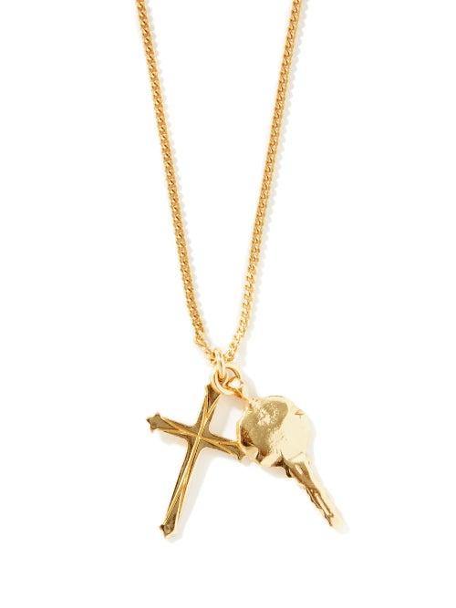 Matchesfashion.com Emanuele Bicocchi - Cross And Key 24kt Gold-plated Necklace - Mens - Gold