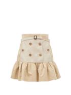 Matchesfashion.com Burberry - Suzy Peplum-hem Cotton-gabardine Mini Skirt - Womens - Beige