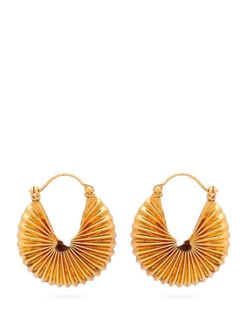 Matchesfashion.com Karry Gallery - Gold Plated Fan Hoop Earrings - Womens - Gold