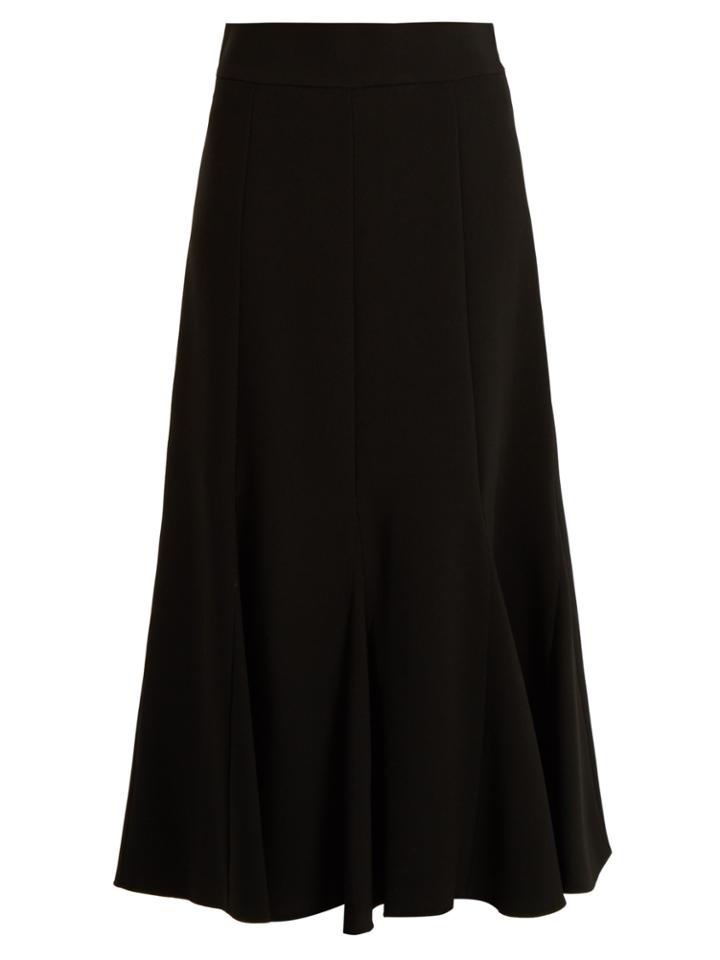 Chloé Pleated Crepe Midi Skirt
