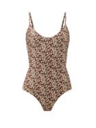 Matchesfashion.com Matteau - The Scoop Floral-print Swimsuit - Womens - Brown Print