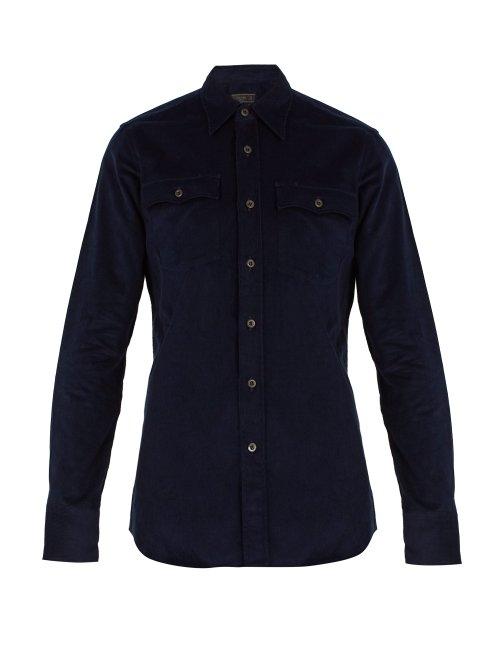 Matchesfashion.com Prada - Single Cuff Corduroy Shirt - Mens - Navy