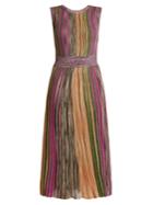 Missoni Striped Pleated Knit Midi Dress