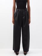 Khaite - Rico Bonded Wool-blend Satin Wide-leg Trousers - Womens - Black