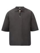Matchesfashion.com Boramy Viguier - Drawcord Cotton-blend Polo Shirt - Mens - Black