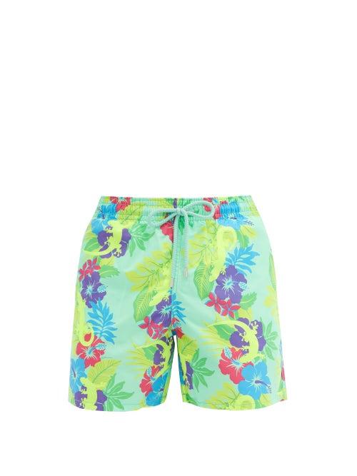 Matchesfashion.com Vilebrequin - Moorea Floral And Gecko-print Shell Swim Shorts - Mens - Green Multi