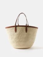 Hunting Season - Medium Iraca-woven Basket Bag - Womens - Tan White