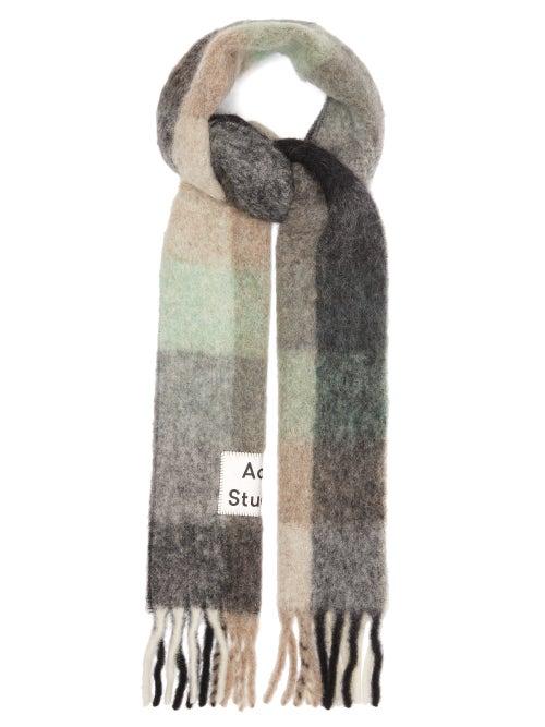 Matchesfashion.com Acne Studios - Vally Logo Patch Checked Scarf - Mens - Multi