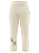 Harago - Kantha-embroidered Cotton-canvas Trousers - Mens - Cream