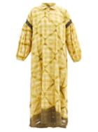 Matchesfashion.com Story Mfg. - Alea Crochet-trim Clamp-dyed Organic-cotton Dress - Womens - Green White