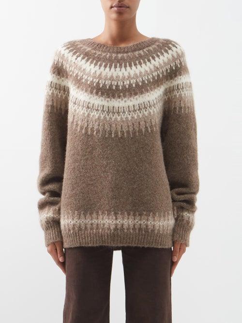 Nili Lotan - Alyssa Fair Isle-intarsia Alpaca-blend Sweater - Womens - Beige Brown