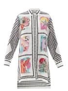 Ladies Beachwear Mary Mare - Verona Postage Stamps-print Silk Shirt Dress - Womens - Multi