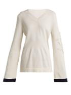 Barrie Floral-embroidered V-neck Sweater