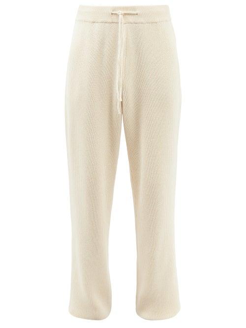 Le17septembre Homme - Ribbed Cotton-knit Track Pants - Mens - Cream