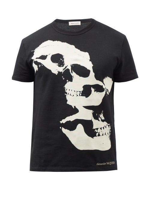 Alexander Mcqueen - Skull-print Cotton-jersey T-shirt - Mens - Black Beige