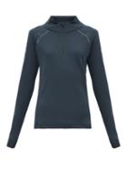 Matchesfashion.com Capranea - Zipped Funnel Neck Fleece Back Sweater - Womens - Navy