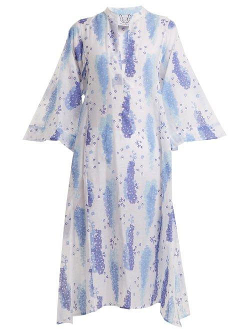 Matchesfashion.com Thierry Colson - Rachel Floral Print Silk Blend Kaftan - Womens - White Multi