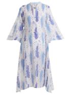 Matchesfashion.com Thierry Colson - Rachel Floral Print Silk Blend Kaftan - Womens - White Multi