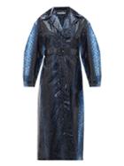 Matchesfashion.com Emilia Wickstead - Wilmer Python-print Pvc Trench Coat - Womens - Blue Multi
