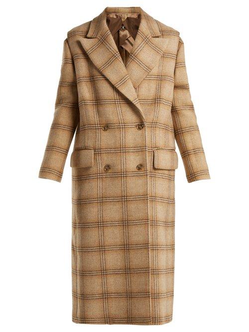 Matchesfashion.com Mm6 Maison Margiela - Detachable Sleeve Checked Wool Coat - Womens - Beige Multi