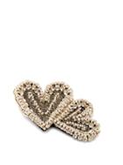 Matchesfashion.com Rochas - Double Heart Crystal Embellished Brooch - Womens - Crystal
