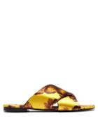 Matchesfashion.com Avec Modration - Honolulu Satin Cross Strap Slides - Womens - Yellow Multi